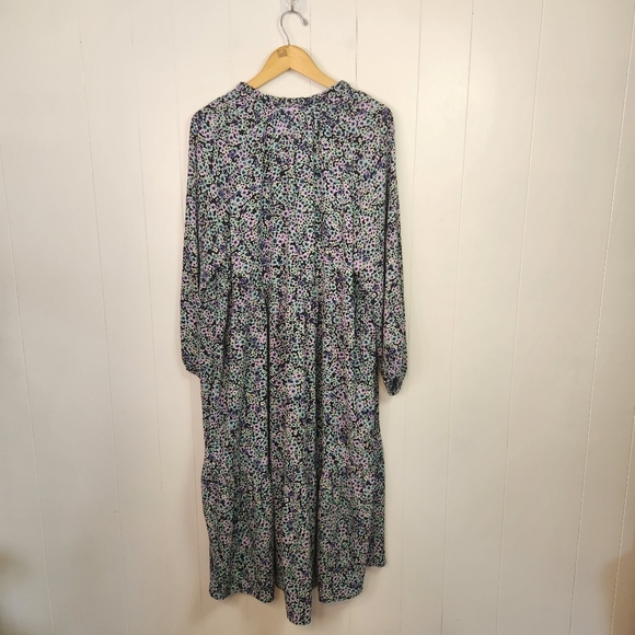 Penningtons Blue Floral Long Sleeve Tiered Peasant Prairie Dress Plus Size 22 - Picture 5 of 10